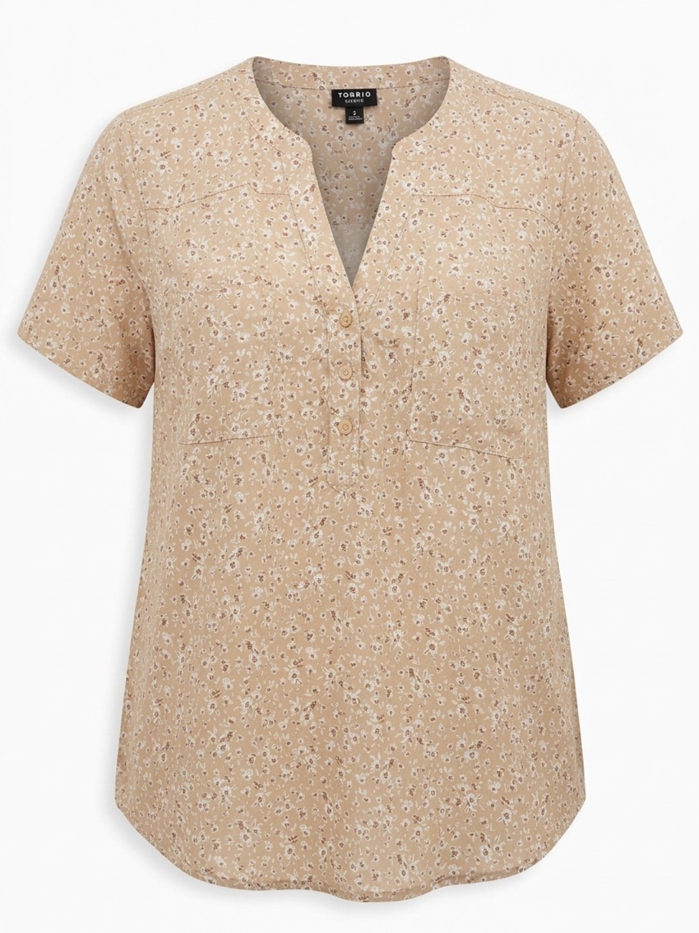 Torrid Harper Blouse Beige Floral Short Sleeve Top